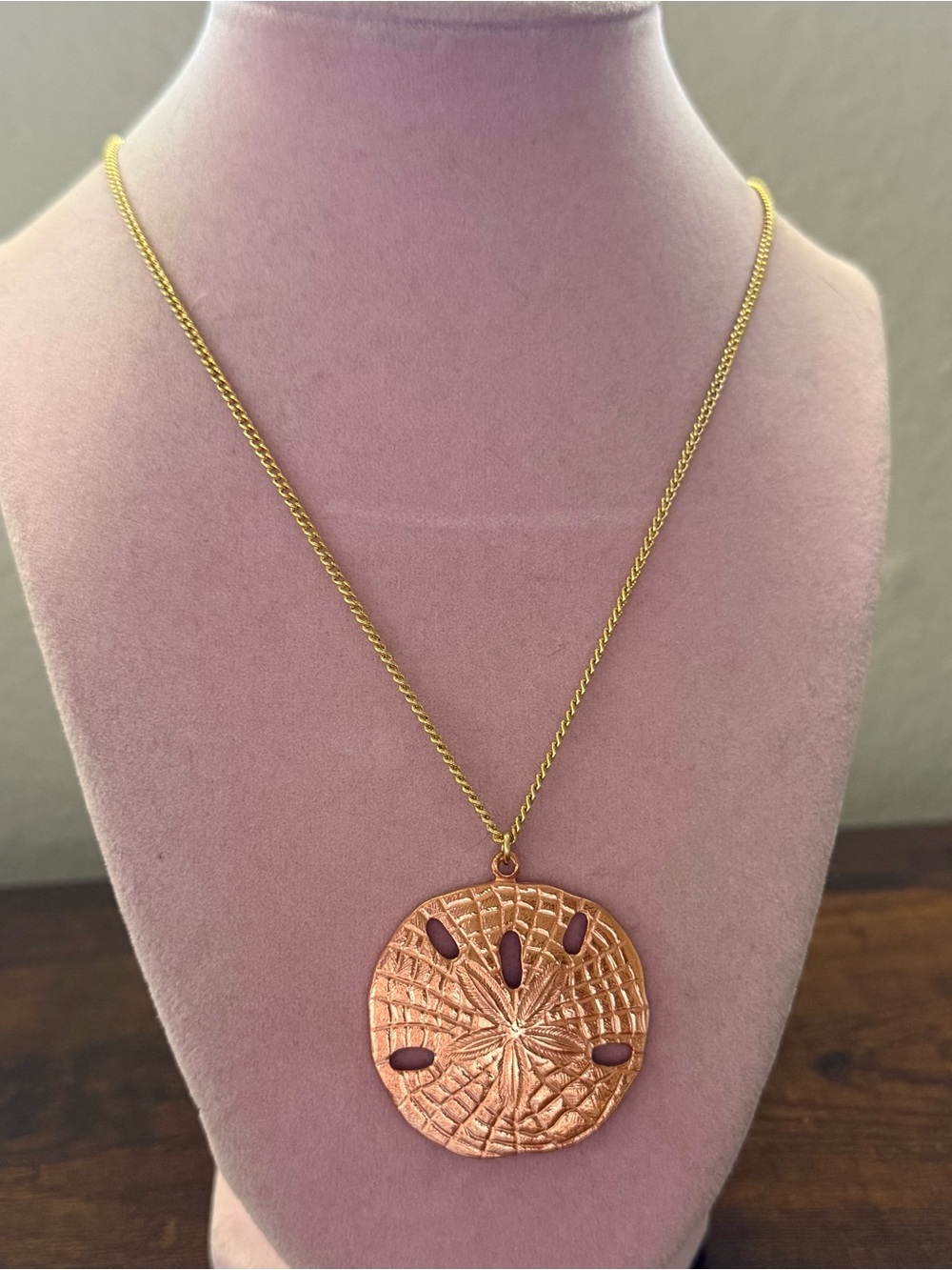Gold-Tone Sand Dollar copper Pendant Necklace
